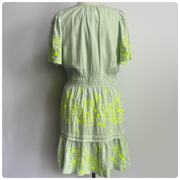 NWT Anthropologie The Somerset Embroidered Mini Dress: Linen Edition XL - Picture 9 of 13